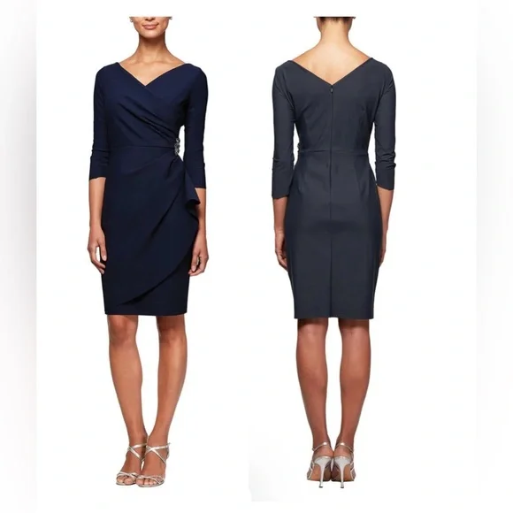 sachin and babi light blue dress Alex Evenings Women's Contour Embellished Ruched Dress